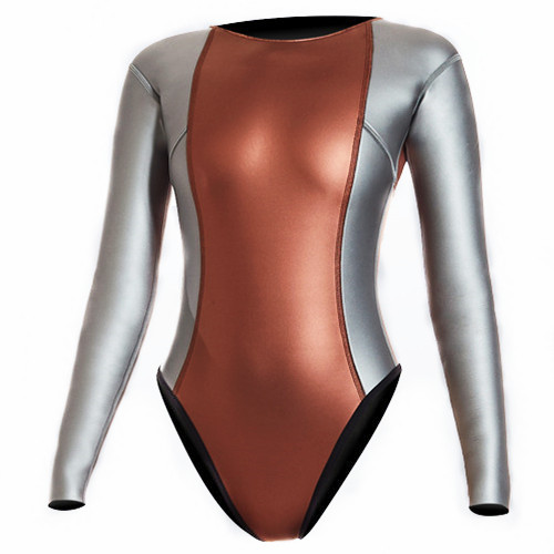 Premium Titanium Coating Yamamoto Super Stretch 2mm Women Bikini Wetsuit (Wine Red+Silver)