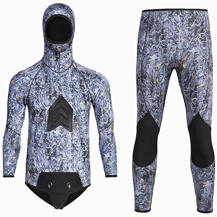 Men 5mm 2PCS CAMO Spearfishing Thermal Wetsuit (Inner CR Smooth Skin)